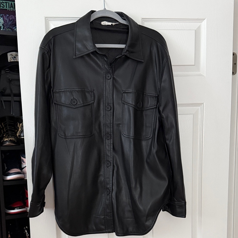 Good American faux, leather military shirt, jacket size 1/2